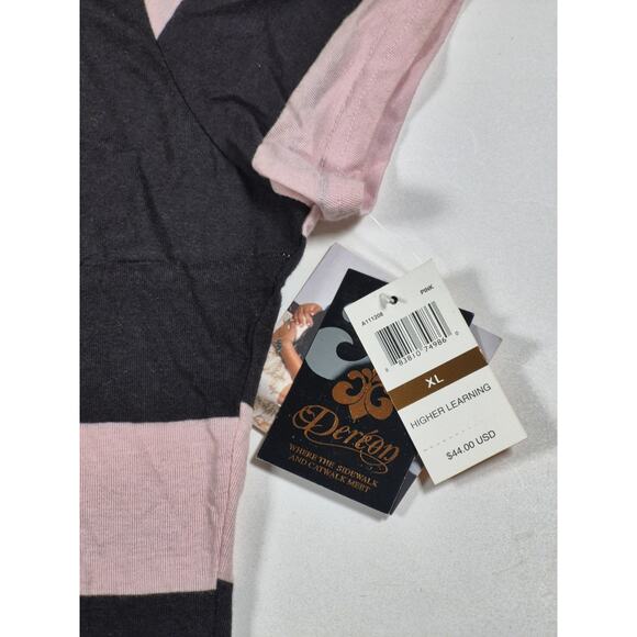Vintage Y2K Dereon Shirt Womens XL Pink Black Collared Preppy Embroidered - Picture 2 of 5